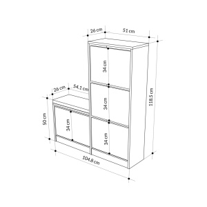 Παπουτσοθήκη με banca Dude Λευκό 105x118.5x26 cm - Img 6