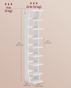 Παπουτσοθήκη Vasagle Λευκό 26.5x30x147 cm - Img 7