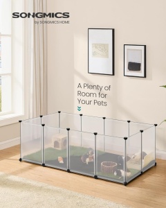Πάρκο για κατοικίδια Λευκό Songmics 143x73x46 cm - Img 2