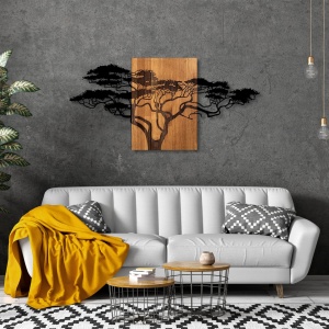 Πίνακας από ξύλο και μέταλλο Acacia Μαύρο 144x3x70 cm - Img 3