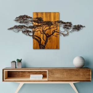 Πίνακας από ξύλο και μέταλλο Acacia Πολύχρωμο 144x70x3 cm - Img 3