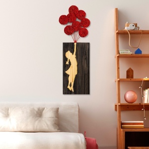 Πίνακας από ξύλο και μέταλλο Banksy Καρυδί 34x99 cm - Img 2