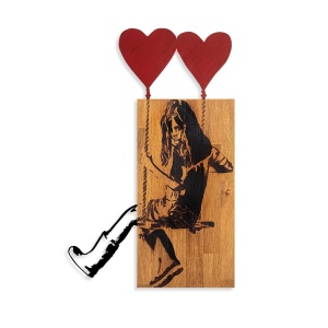 Πίνακας από ξύλο και μέταλλο Banksy Καρυδί 50x80x3 cm - Img 6
