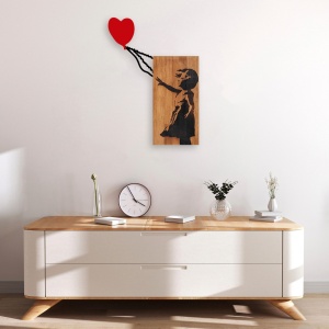 Πίνακας από ξύλο και μέταλλο Banksy Καρυδί 83x60 cm - Img 3
