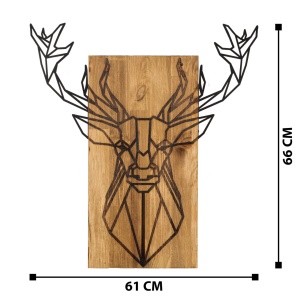 Πίνακας από ξύλο και μέταλλο Deer Μαύρο 61x66 cm - Img 7