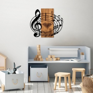 Πίνακας από ξύλο και μέταλλο Musical Καρυδί 58x67 cm - Img 3