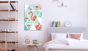 Πίνακας - Geometric Flamingos (1 Part) Vertical 40x60 cm - Img 2