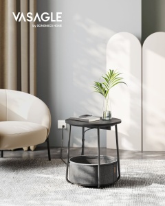 Πλαϊνό τραπεζάκι με πρίζα Vasagle Μαύρο 45x45x50 cm - Img 2