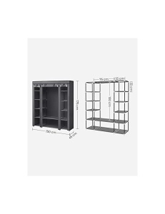 Πτυσσόμενη Ντουλάπα, Songmics, 150 x 45 x 175, LSF003I02, Γκρι - Img 6