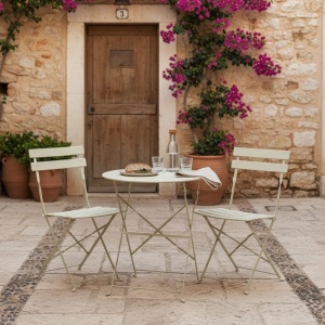 Πτυσσόμενο σετ κήπου 3 τεμ.. Bistro, Μπεζ, 60x60x82 cm