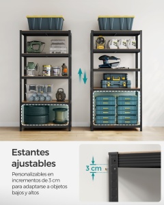 Ραφιέρα αποθήκευσης Songmics Μαύρο 200x120x60 cm - Img 4