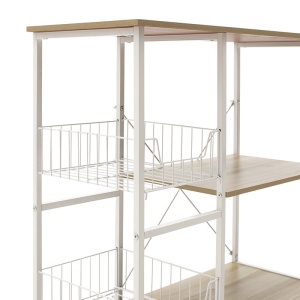 Ράφι Noon cu MDF σε χρώμα λευκό - φυσικό χρώμα ξύλου 80x34x75cm - Img 4