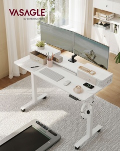 Ρυθμιζόμενο γραφείο Vasagle, Λευκό, LSD184W01, 60 x 140 x (72-120) - Img 4