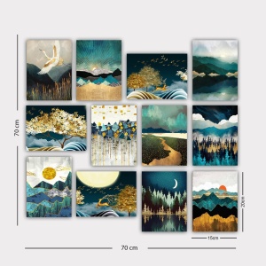 Σετ πίνακες canvas (12 τεμ.) 12MDF44YS Πολύχρωμο 20x15 cm - Img 2