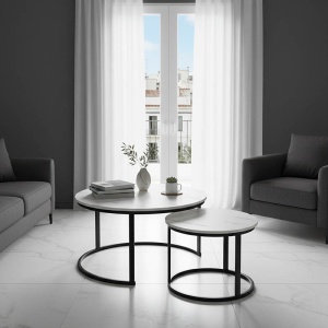 Σετ τραπεζάκια σαλονιού 2 τεμ. Solme I Λευκό 80x80x45 cm