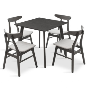 Σετ τραπέζι και καρέκλες Benson-Orlean 5 τεμάχια Γκρι Rustic 80x80x75 cm