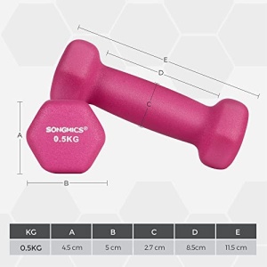 Σετ 2 αλτήρες 2 x 0.5 kg, Songmics, Ροζ, 11.5x5x4.5 cm - Img 5
