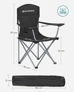 Σετ 2 καρέκλες camping, Songmics, Μαύρο, 76x51.5x95.5 cm - Img 3