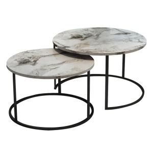 Σετ 2 τραπεζάκια σαλονιού Solme Pako World Λευκό 75x75x45 cm