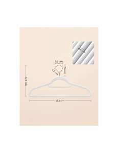 Σετ 50 βελούδινες κρεμάστρες, Songmics, 43.5 cm, CRF020W02, Λευκό - Img 5