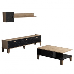 Σετ Comoda TV και τραπεζάκι σαλονιού σαλονιού SumerG5030 Oak-Marble - Img 4