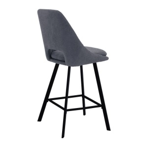Σκαμπό μπαρ Initiate material teddy σκούρο γκρι με πόδια metalice negre 48x56x98 cm - Img 2