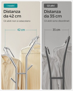 Σταντ Κρεμάστρας Songmics, Ασημί, 153x54.5x103 cm - Img 7