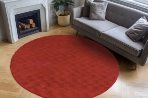 Στρογγυλό Χαλί Diamond Cut Κόκκινο 200x200 cm - Img 3
