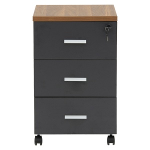 Συρταριέρα pe ρόδες Oscar 3 συρτάρια Καρυδί - carbon 40x48x63cm - Img 4