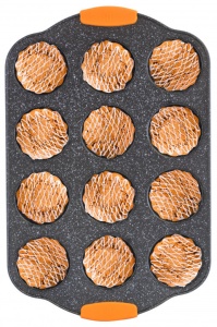 Ταψί για muffins, 12 θέσεων, με λαβή σιλικόνης, Orange BH/1138 - Img 4