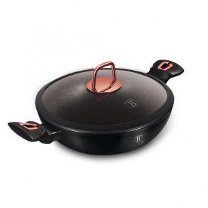 Τηγάνι Wok με καπάκι, 30 cm, Μαύρο Rose Collection - Img 2