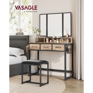 Τουαλέτα μακιγιάζ Vasagle Καφέ 90x40x140.8 cm - Img 2