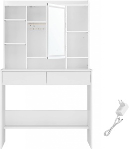 Τουαλέτα μακιγιάζ Vasagle, Λευκό, 90x40x144.7 cm - Img 2