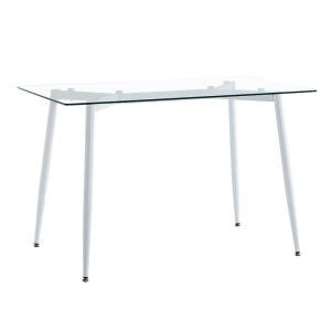 Τραπέζι τραπεζαρίας Quana, Pako World, γυαλί, πόδια albe, 120x70x75 cm