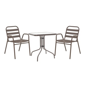 Τραπέζι τραπεζαρίας Watson-Sussie, Pako World, μέταλλο, Καφέ, 60x60x70 cm