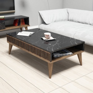 Τραπεζάκι σαλονιού Milan - Walnut, Μαύρο