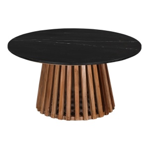 Τραπεζάκι σαλονιού Mable boho Μαύρο 100x100x45 cm - Img 2