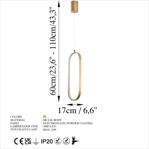 Φωτιστικό οροφής Can Χρυσό 17x50x110 cm - Img 6