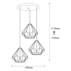 Φωτιστικό οροφής Diamond Μαύρο 43x117 cm - Img 3