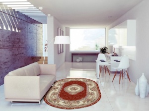 Χαλί Clasic, Lotos 571, Grena, 60x110 cm, Oval 1800 gr/mp - Img 6