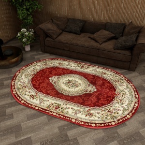 Χαλί Clasic, Lotos 571, Grena, 60x110 cm, Oval 1800 gr/mp - Img 3
