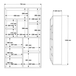 Biblioteca Boteca, Pako World, 10 locuri, Alb-Natural, 75x22x123 cm - Img 4