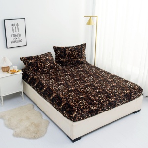 Cearsaf de pat Cocolino cu elastic si 2 fete de perna Leopard 180x200cm