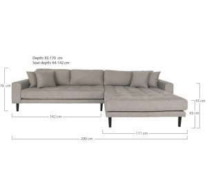 Coltar Lido, Gri, 170x92x290x76 cm - Img 2