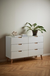 Comoda Lowell, Alb, 90x135x40 cm