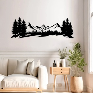 Decoratiune de perete din metal, Mounde, Negru, 0.2x60x20 cm - Img 2