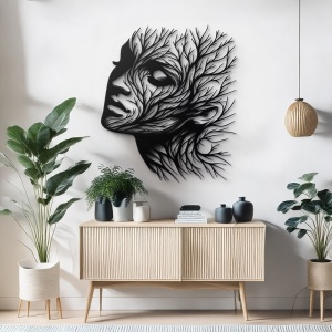 Decoratiune de perete din metal, Solfy, Negru, 0.2x80x80 cm - Img 2