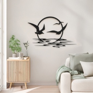 Decoratiune de perete din metal, Sunsy, Negru, 0.2x40x60 cm - Img 2