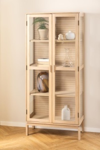 Dulap cu vitrina Linley, Alb, 180x80x40 cm - Img 2