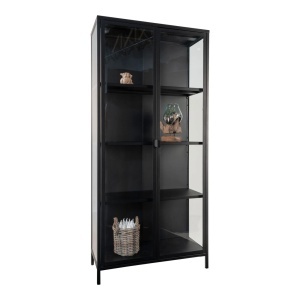 Dulap vitrina Brisbane, Negru, 35x80x175 cm